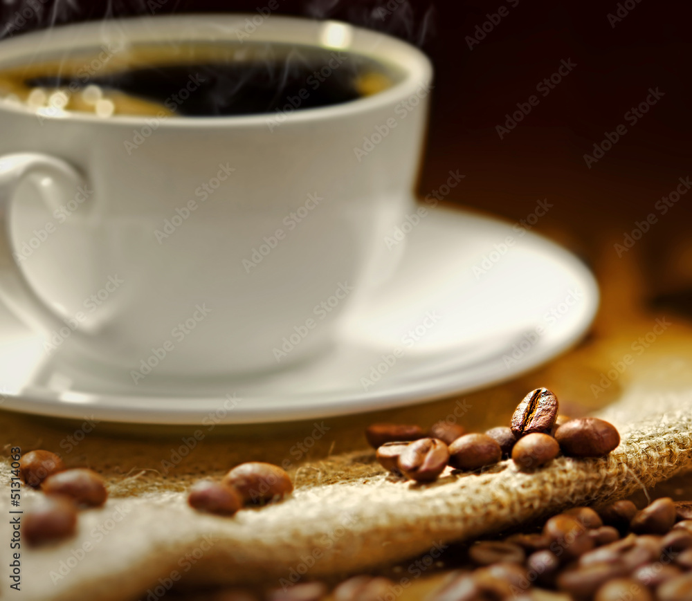 Fototapeta premium Coffee cup and beans