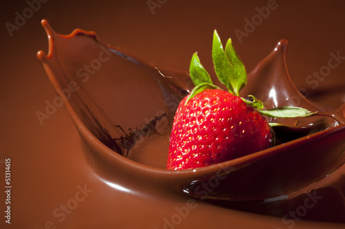 Strawberry Splashing in Milk Chocolate