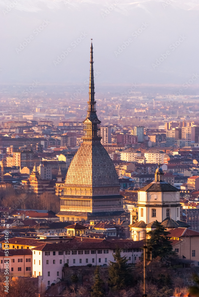 Torino (Turin), panorama with Cappuccini and Mole Antonelliana
