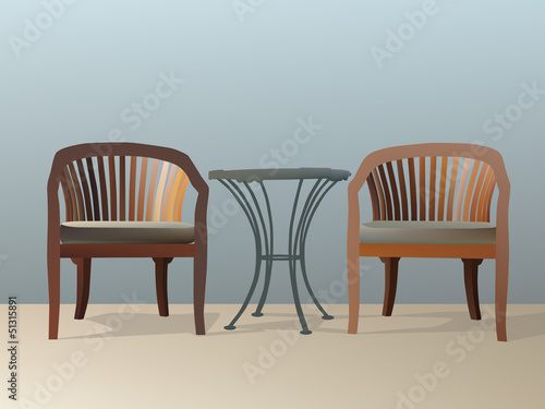 Two chairs and table