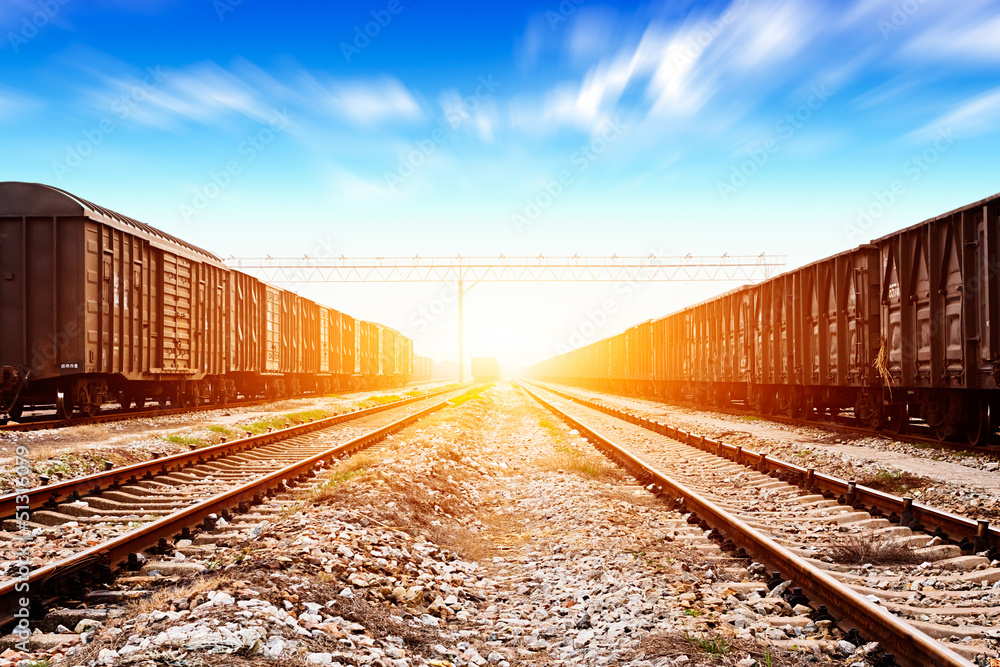 Rails under the sky background Rails under the sky background