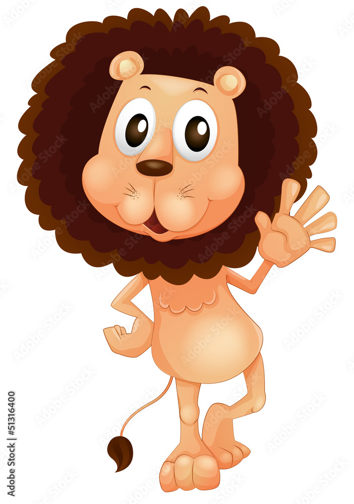 Naklejka premium A lion waving his left hand