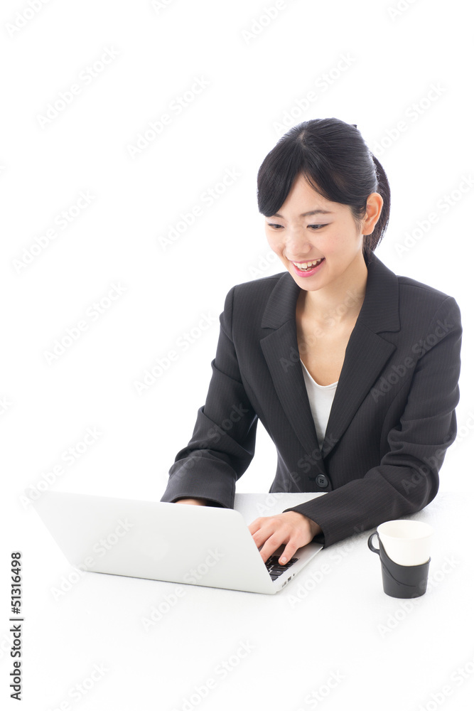 a young asian businesswoman on white background a young asian businesswoman on white background