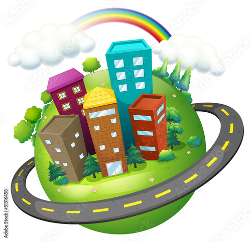 An aerial view of a city