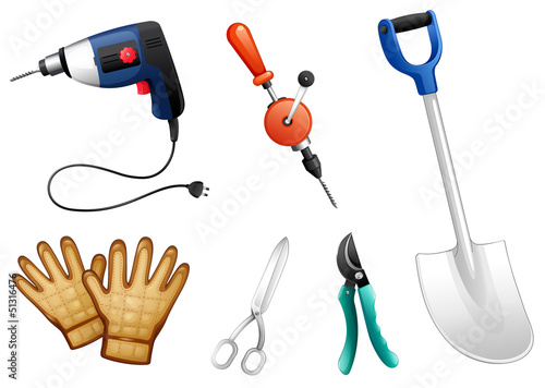 Six different kinds of construction tools