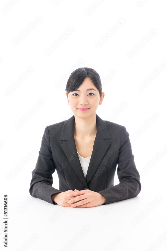 a young asian businesswoman on white background a young asian businesswoman on white background