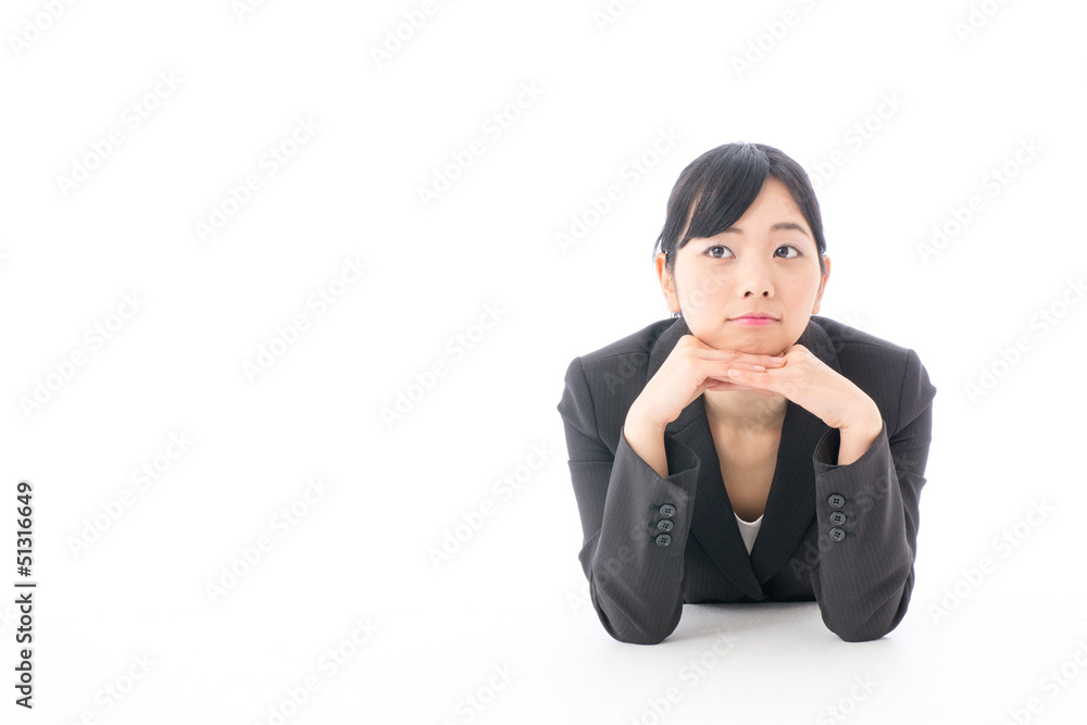 a young asian businesswoman on white background a young asian businesswoman on white background