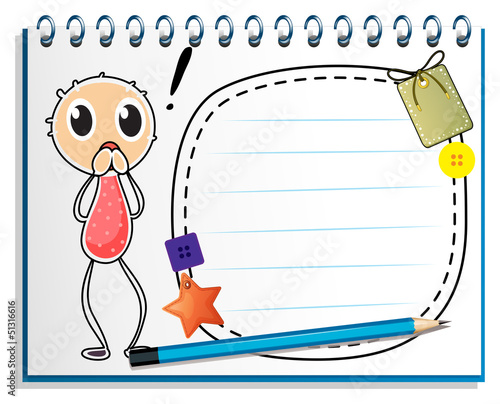 A notebook with an image of a young boy