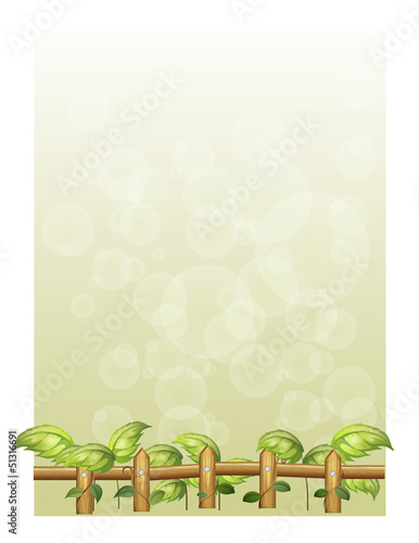 A special paper with a wooden fence and vine plants