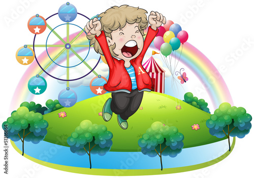 A happy boy at the carnival