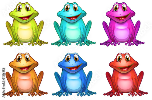 Six different colors of frogs © GraphicsRF
