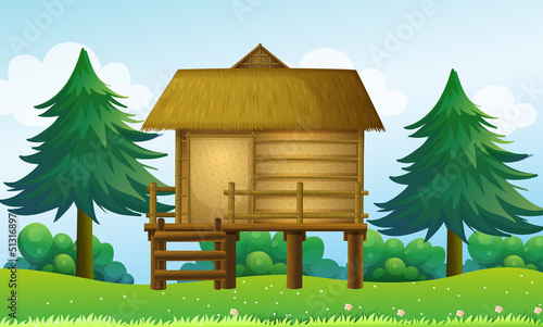 A small house at the top of the hill