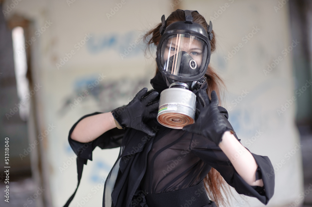 Girl in gas mask Stock Photo | Adobe Stock
