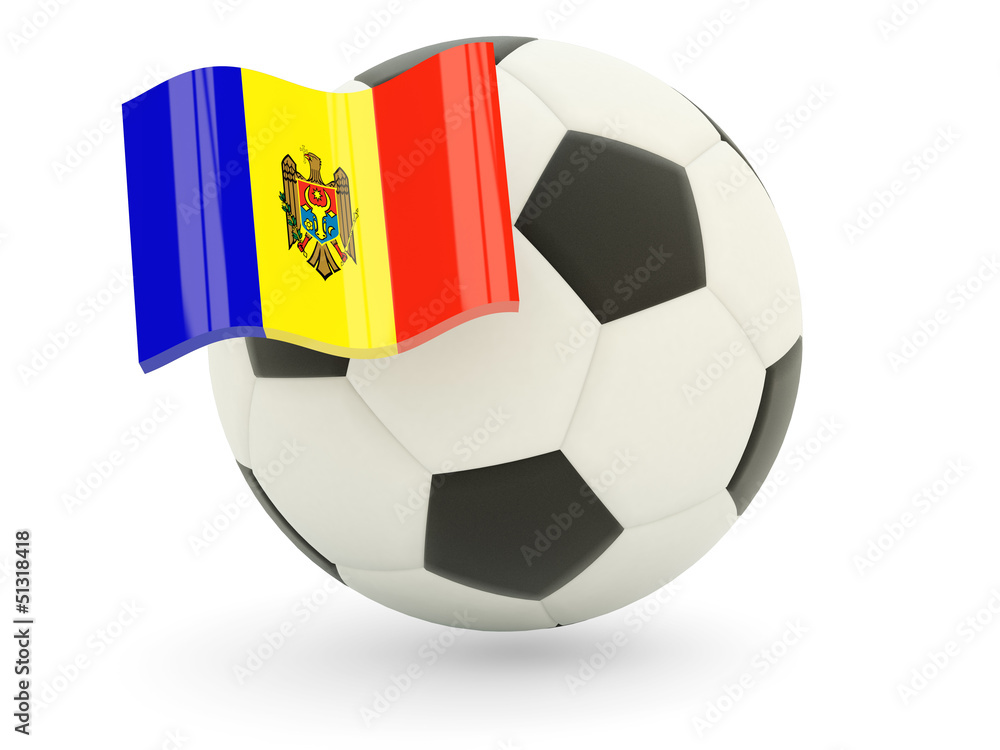 Obraz premium Football with flag of moldova
