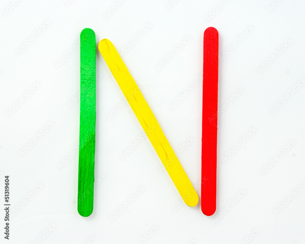 Colorful wood bar separated to N consonant Colorful wood bar separated to N consonant