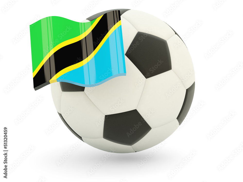 Fototapeta premium Football with flag of tanzania
