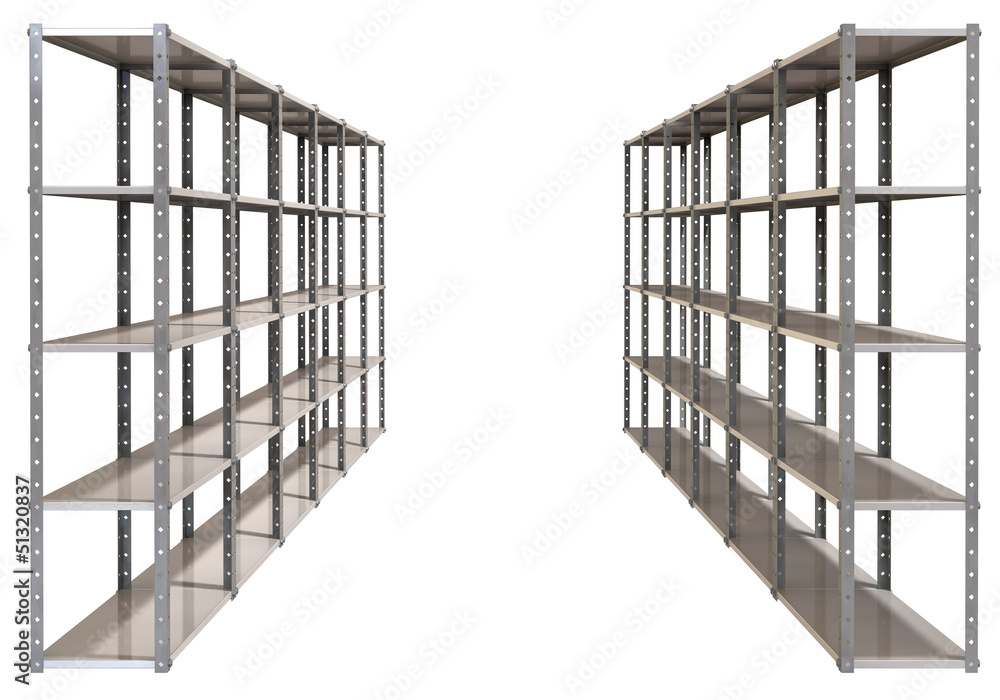 Warehouse Shelves Pair Perspective Warehouse Shelves Pair Perspective