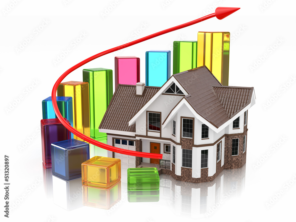 Growth of real estate market House and graph. Growth of real estate market House and graph.