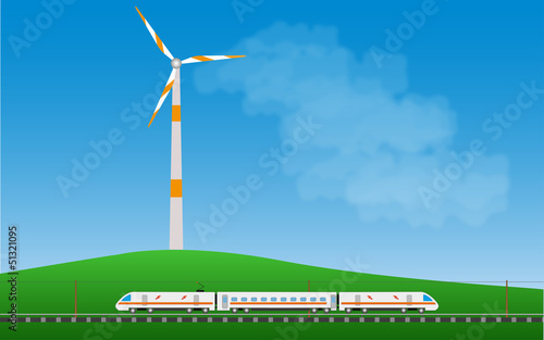 Windturbine treibt elektrifizierten Schnellzug an