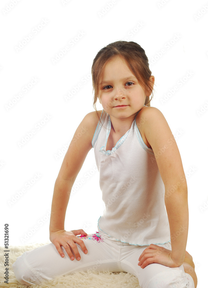 Stock image of happy girl, isolated on white
