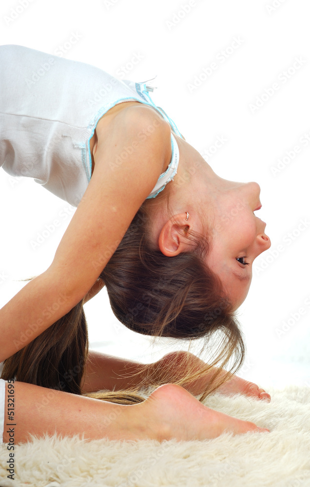 girl gymnast on a white background