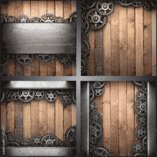 gear wheels on wooden background