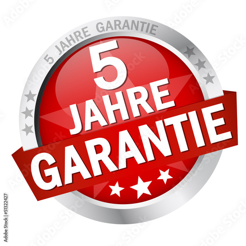 Button mit Banner " 5 JAHRE GARANTIE "