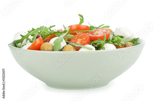 salad with arugula, tomatoes and mozzarella