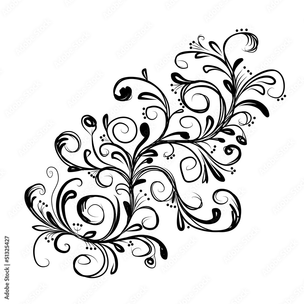 Abstract floral branch, sketch for your design Abstract floral branch, sketch for your design