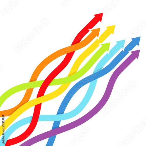 Background with rainbow lines with arrows. Vector illustration.