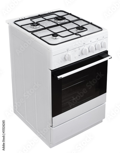 White gas cooker isolated on white with clipping path