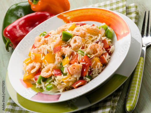 basmati rice with capsicum and shrimp