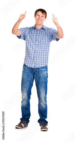 guy is showing thumb up gesture