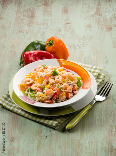 basmati rice with capsicum and shrimp