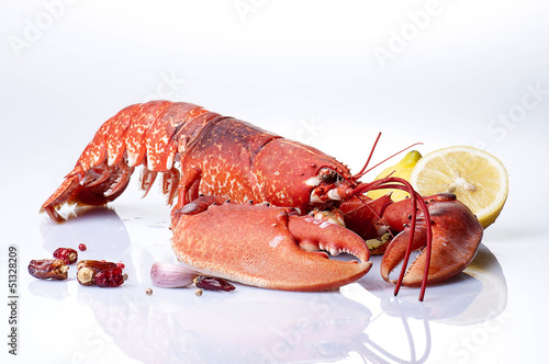 Cooked lobster on slate