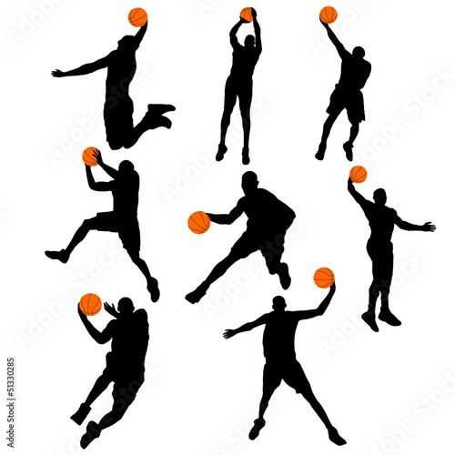 set basketball player in action with ball