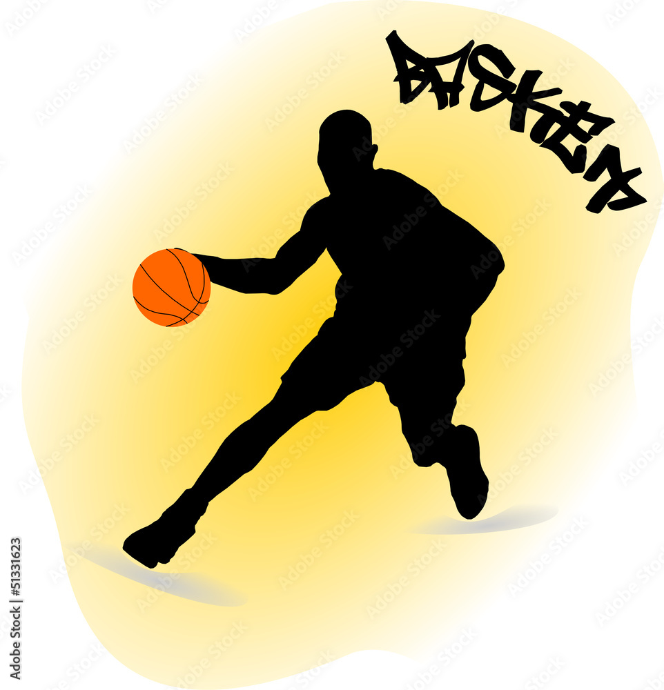 illustration of a basketball player with ball