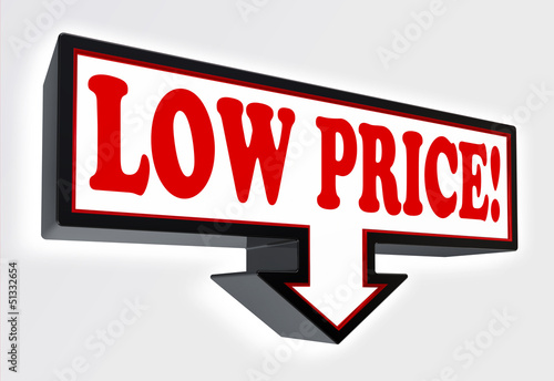 low price sign with arrow down