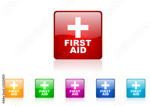 first aid vector glossy web icon set