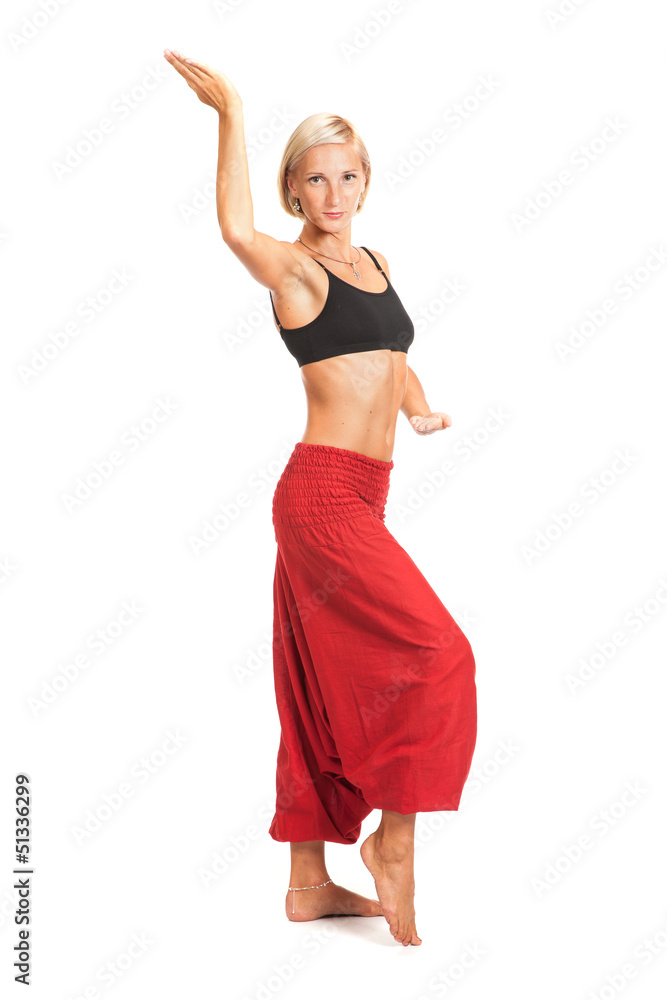 Practicing Yoga. Young woman isolated on white background Practicing Yoga. Young woman isolated on white background
