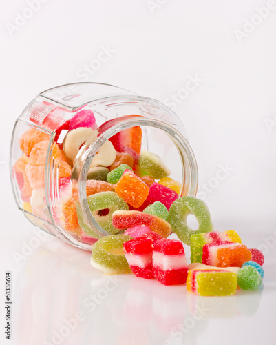 Colorful candies in the jar