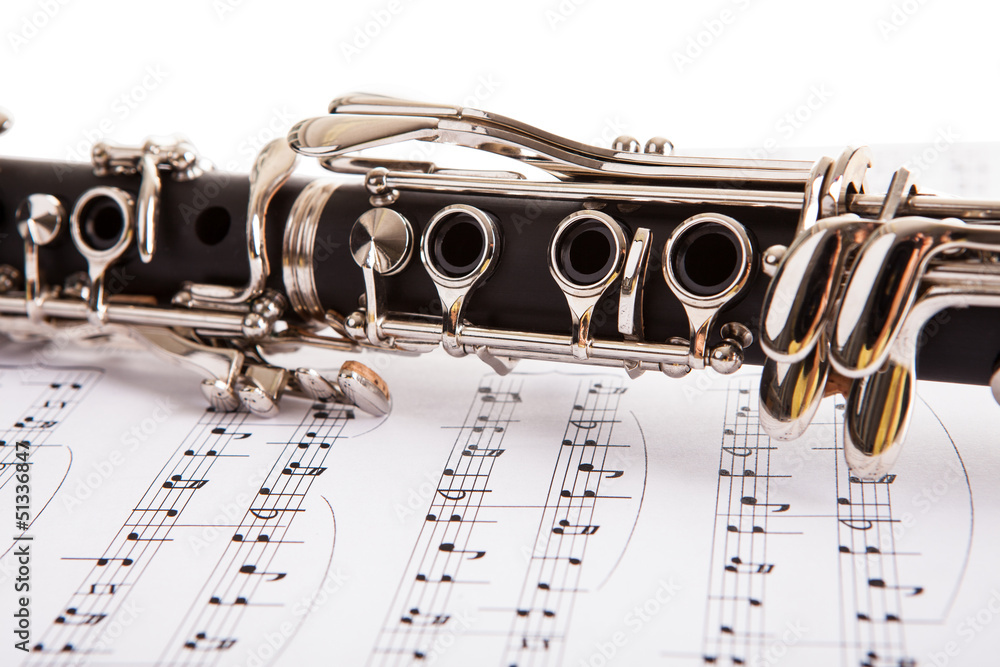 Fototapeta premium Close-up Of Clarinet And Musical Notes