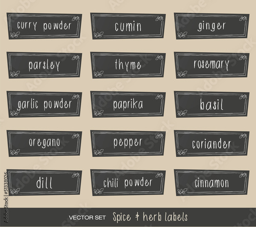 Vintage spices and herbs labels