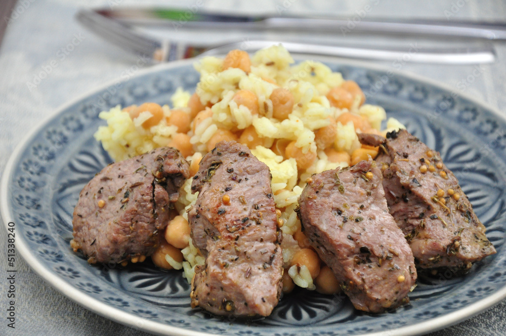Kichererbsen Reis mit Lammfleisch Kichererbsen Reis mit Lammfleisch