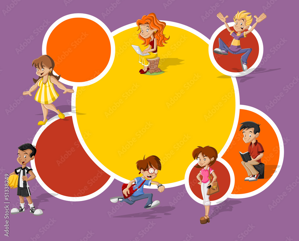 Naklejka premium fashion cartoon young people. Teenagers.