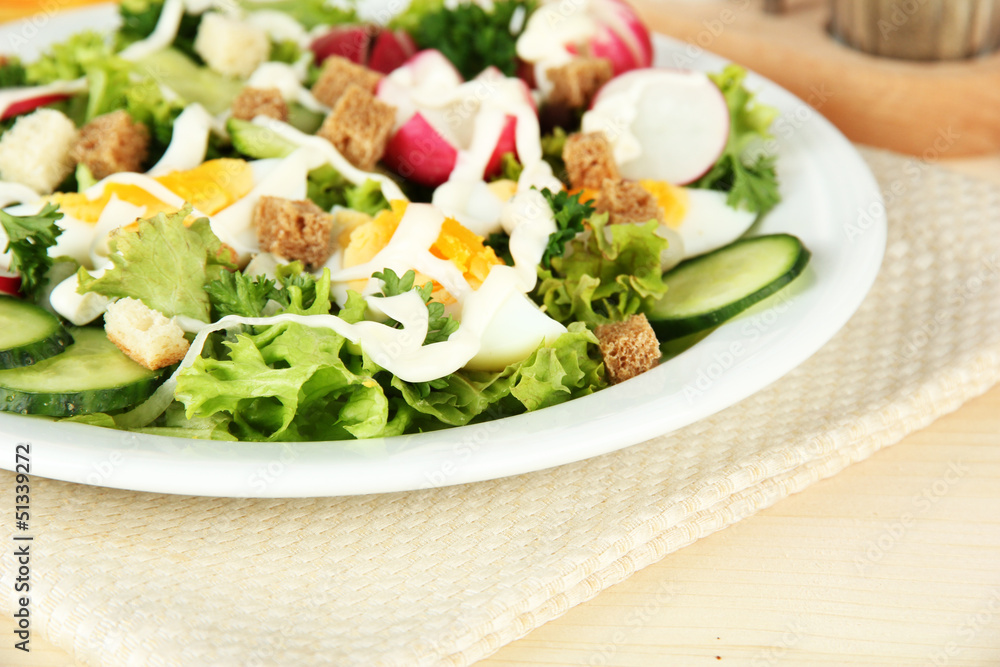 Fresh mixed salad with eggs, salad leaves and other vegetables, Fresh mixed salad with eggs, salad leaves and other vegetables,