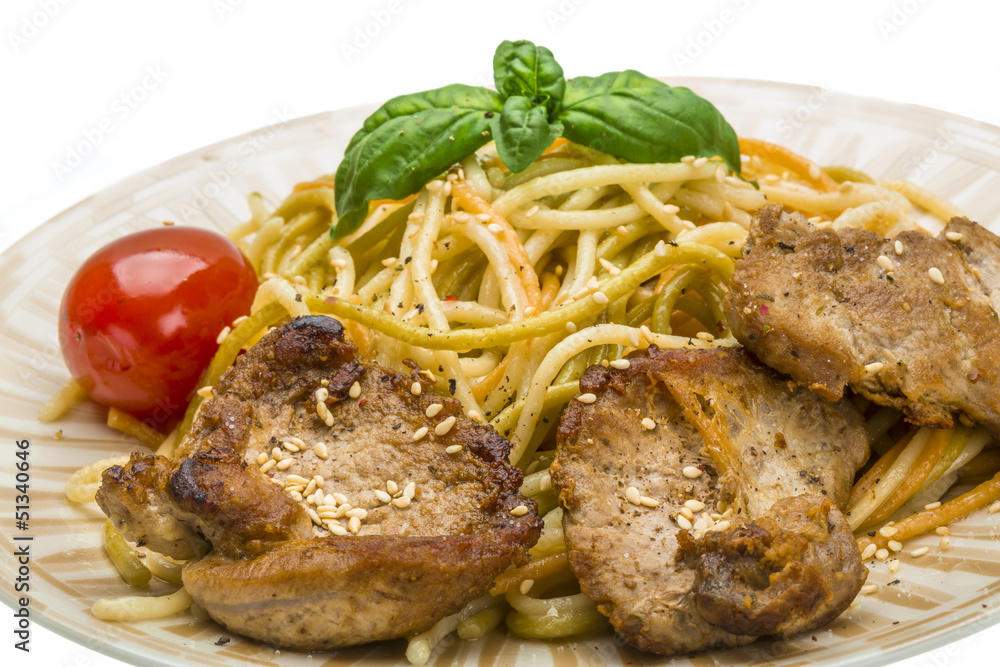 Pork with spaghetti Pork with spaghetti