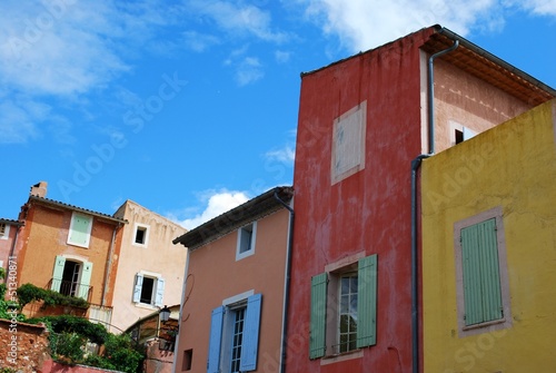 Colorful houses in Roussillon village  Provence  France