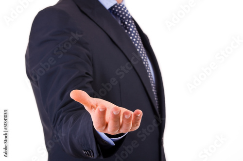 Businessman with empty hand.