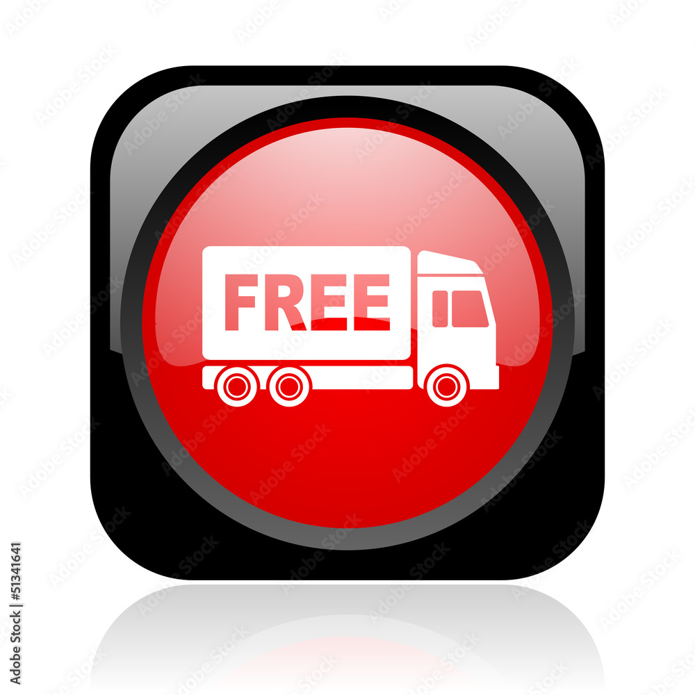 free delivery black and red square web glossy icon free delivery black and red square web glossy icon